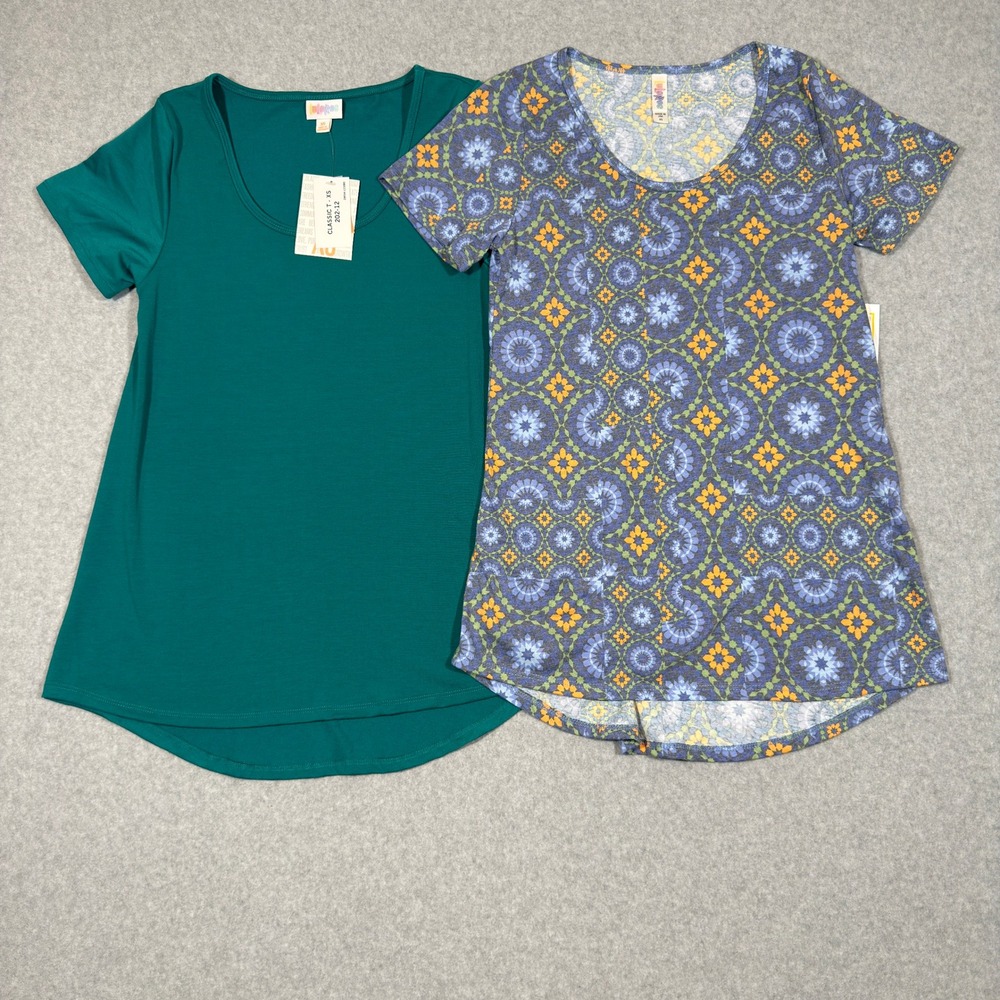 Lot 2 NWT LuLaRoe Classic T XS Multicolor Floral Geometric Short Sleeve Bundle